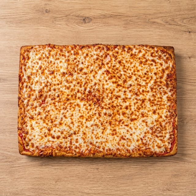 Sicilian Style Deep Dish Cheese Pizza with One Topping.