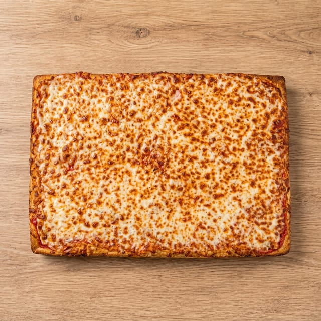 Sicilian Style Deep Dish Pepperoni Cheese Pizza.